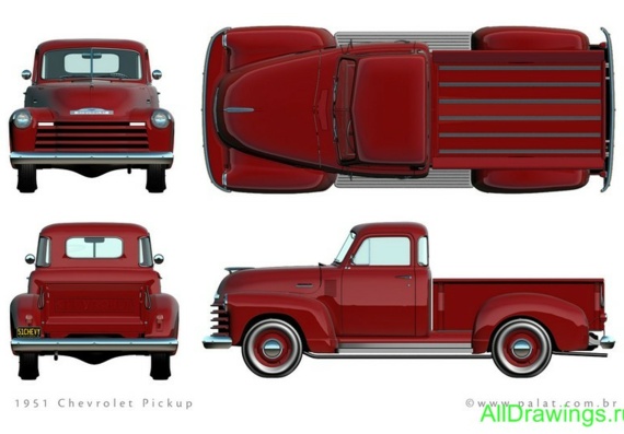 Chevrolet Pickup (1951) - drawings (drawings) of the car